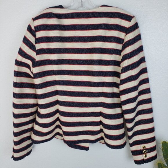 CAbi Collection Tweed Striped Nautical Blazer size 6 Sailor Preppy Pinup Twee - Picture 10 of 16